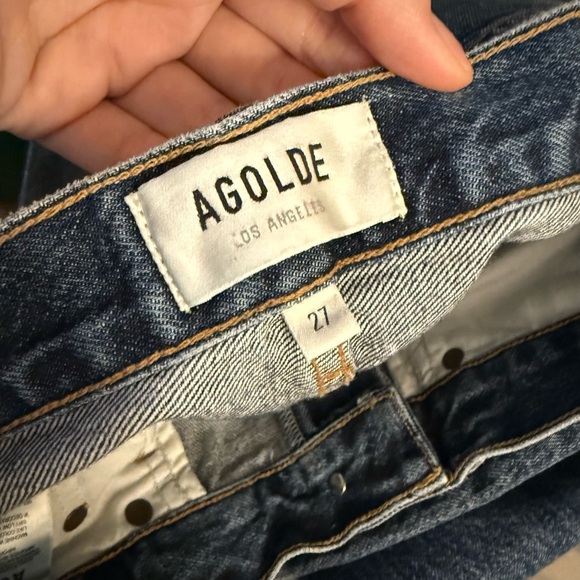 Agolde Dame Wide Leg Cuffed Hem Jeans - Dark Wash - Size 27 - Picture 7 of 16